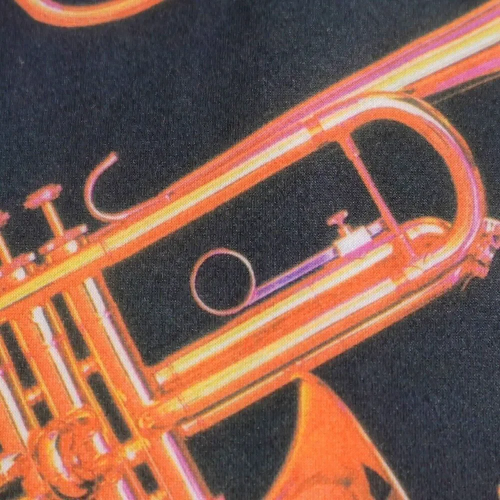 Vintage Ralph Marlin Light Black Orange Trumpeter Short Polyester Tie‎